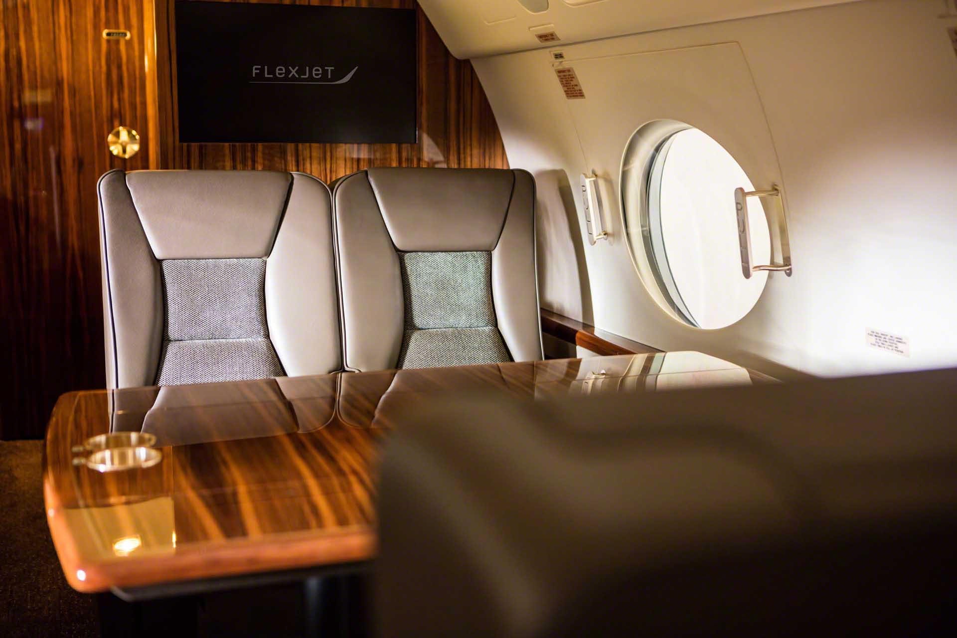 Seats with Tight Chevron Inserts - Gulfstream G450 LXi Walnut