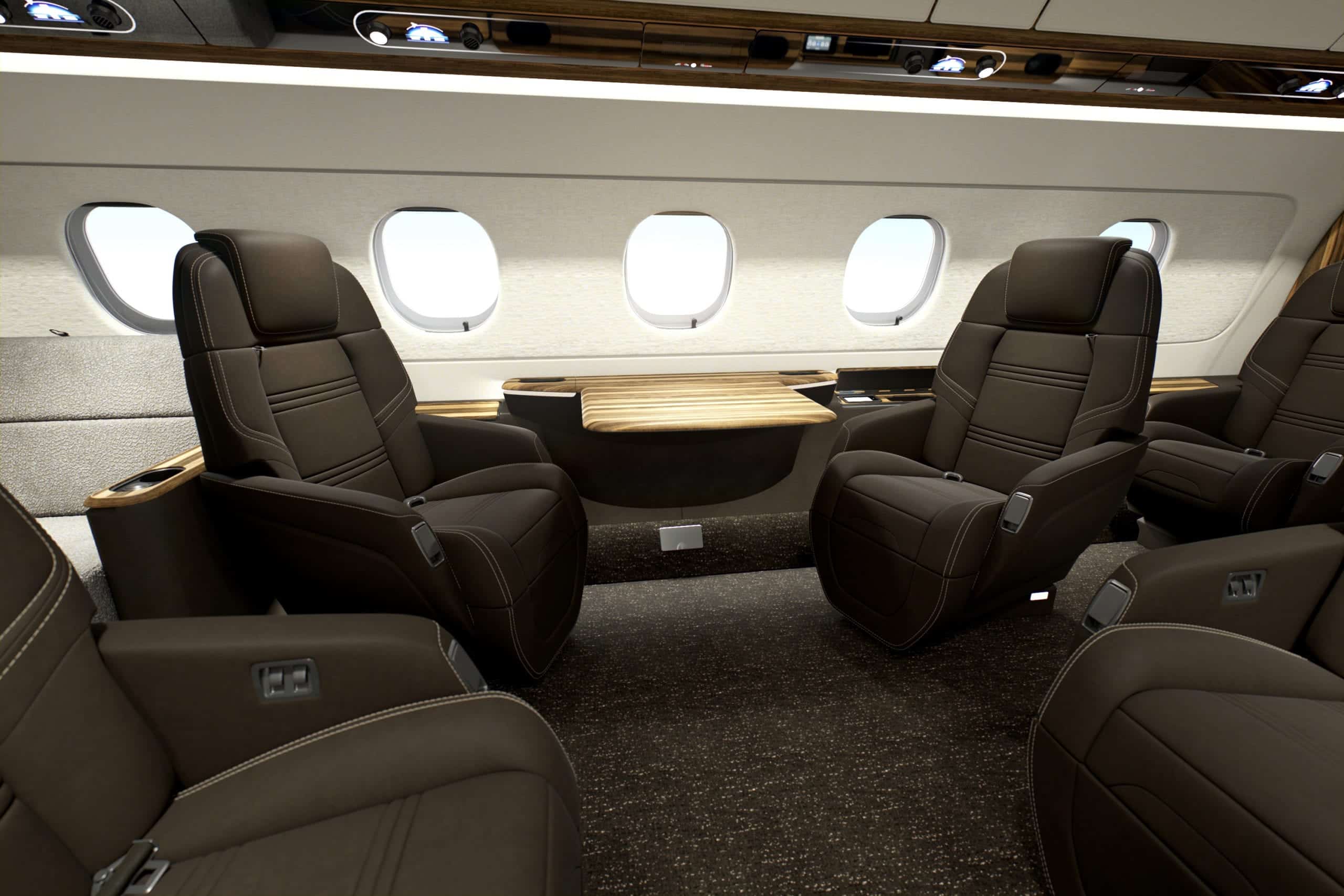 Mojave, private jet, mid cabin, super midsize, Praetor 500, Flexjet, midsize, jet interior, seating view, side view, LXi Cabin Collection